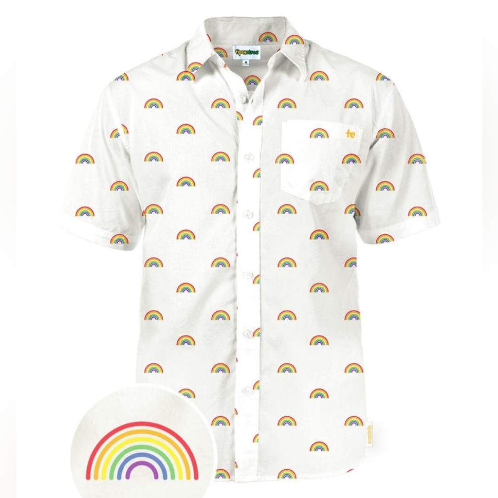 White Rainbow Button Down Shirt